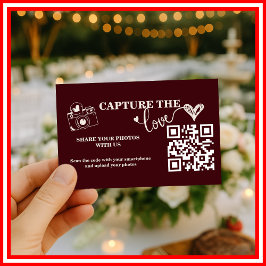 Tarjeta De Recepción Boda Burgundy & Ivory Capture The Love Código QR