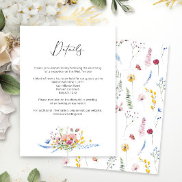 Tarjeta De Recepción Boda Caligrafía Flor Silvestre Acuarela Boho