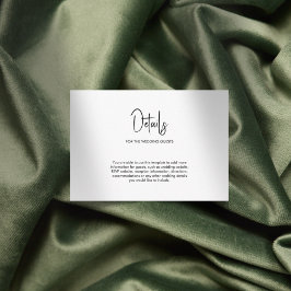 Tarjeta De Recepción boda caligráfico minimalista blanco