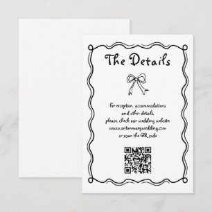 Tarjeta De Recepción Boda caprichoso de mano blanca y negra