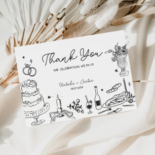 Tarjeta De Recepción Boda caprichoso de mano gracias