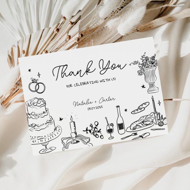 Tarjeta De Recepción Boda caprichoso de mano gracias (Subido por el creador)