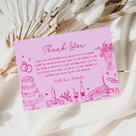 Tarjeta De Recepción Boda caprichoso de mano gracias