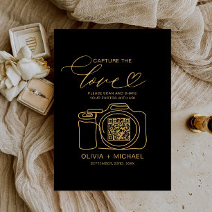 Tarjeta De Recepción Boda Capturar la foto del código QR de Love Black