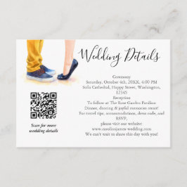 Tarjeta De Recepción Boda casual Ilustracion de pareja de escritura mod