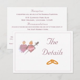 Tarjeta De Recepción Boda católica de dos corazones elegante
