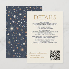Tarjeta De Recepción Boda celeste azul y oro