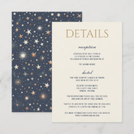 Tarjeta De Recepción Boda celeste azul y oro