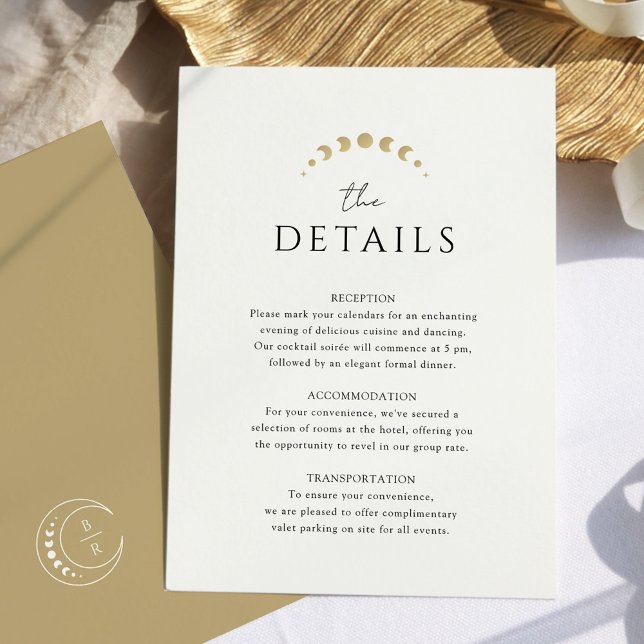 Tarjeta De Recepción Boda celeste monograma dorado (Subido por el creador)