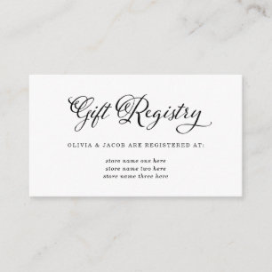 Tarjeta De Recepción Boda Charm Registro de regalos en blanco y negro