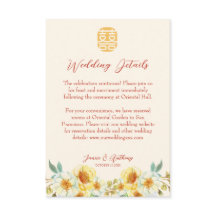 Boda chino amarillo floral elegante detalle