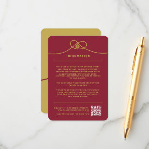 Tarjeta De Recepción Boda chino de doble felicidad de unión de nudos do