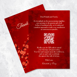 Tarjeta De Recepción Boda chino QR Code Money Gift
