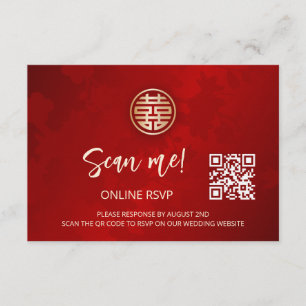 Tarjeta De Recepción Boda chino QR Code RSVP Online