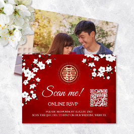 Tarjeta De Recepción Boda chino QR Code RSVP Online