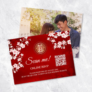 Tarjeta De Recepción Boda chino QR Code RSVP Online