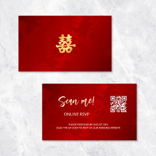 Tarjeta De Recepción Boda chino QR Code RSVP Online