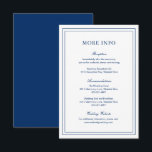 Tarjeta De Recepción Boda clásica azul elegante de la Marina<br><div class="desc">Tarjeta de gabinete de boda azul marino de estilo clásico con un diseño sencillo y mínimo con sus detalles rodeados de un borde doble. Los tipos de letra alternan entre y el guión elegante, un serif tradicional y sans serif minimalistas. Esta tarjeta de gabinete es excelente para un boda formal....</div>