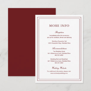 Tarjeta De Recepción Boda clásica elegante de Borgoña