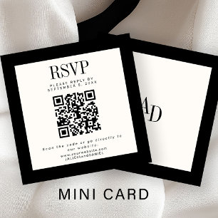 Tarjeta De Recepción Boda clásica elegante de marfil y negro RSVP QR