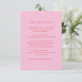 Tarjeta De Recepción Boda clásica elegante de rosa y rojo