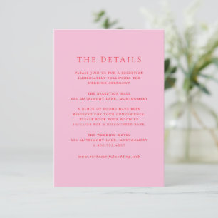 Tarjeta De Recepción Boda clásica elegante de rosa y rojo