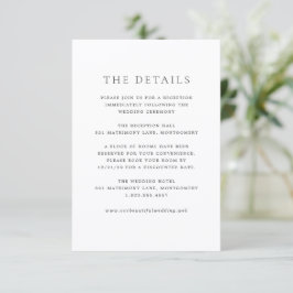 Tarjeta De Recepción Boda Clásica Elegante en Blanco y Negro