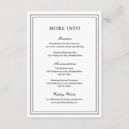 Tarjeta De Recepción Boda clásica elegante en blanco y negro