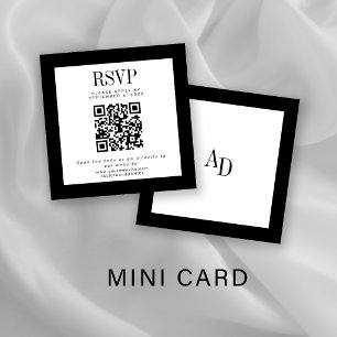 Tarjeta De Recepción Boda clásica elegante en blanco y negro con QR RSV