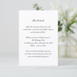 Tarjeta De Recepción Boda Clásica en Blanco y Negro Atemporal