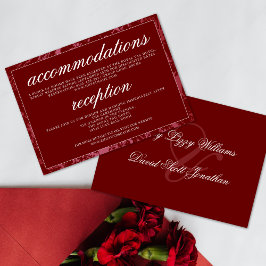 Tarjeta De Recepción Boda clásica maroon elegante