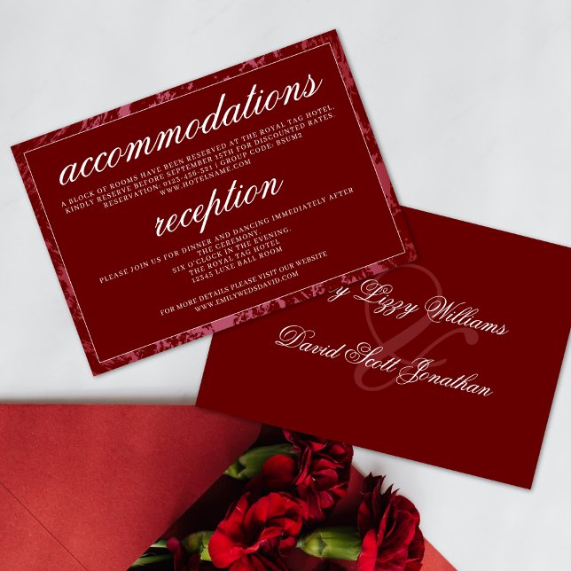 Tarjeta De Recepción Boda clásica maroon elegante (Subido por el creador)