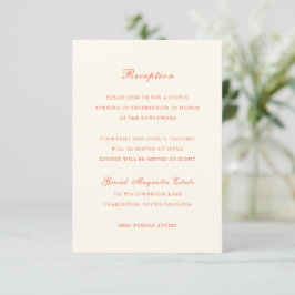 Tarjeta De Recepción Boda clásica moderna de terracota elegante