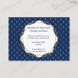 Tarjeta De Recepción Boda clásico azul y oro