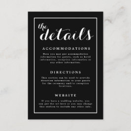 Tarjeta De Recepción Boda clásico elegante en blanco y negro