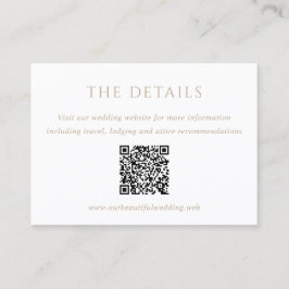 Tarjeta De Recepción Boda Código QR Clásico Moderno en Oro Antiguo