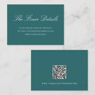 Tarjeta De Recepción Boda Código QR Clásico Verde Teal Dinero Antiguo