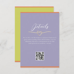 Tarjeta De Recepción Boda coloreado Detalles del código QR