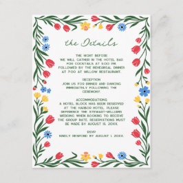 Tarjeta De Recepción Boda Colorida de Flores Silvestres Escandinavas
