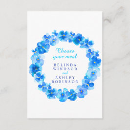 Tarjeta De Recepción Boda comida variedad panes azules florales