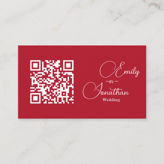 Tarjeta De Recepción Boda Compacta de Tamaño Chic Editorial Deep Red (Anverso)