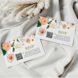 Tarjeta De Recepción Boda con amapola rosa QR RSVP
