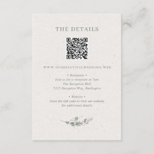 Tarjeta De Recepción Boda con código QR botánico verde salvia moderno