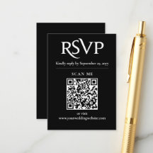 Boda con código QR de respuesta moderna Chic Negro
