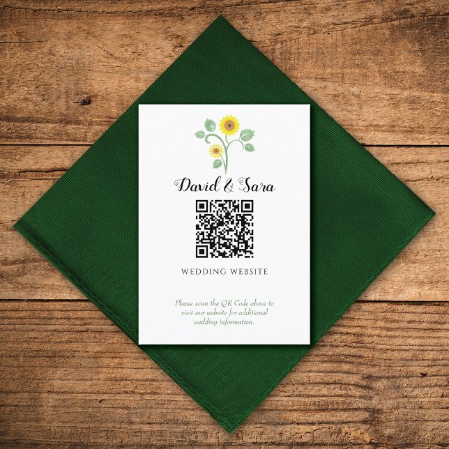 Tarjeta De Recepción Boda con código QR de verde de girasol (Subido por el creador)