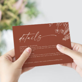 Tarjeta De Recepción Boda con Detalles de Terracota Boho Naranja Quemad