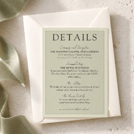 Tarjeta De Recepción Boda con enrejado francés en verde salvia