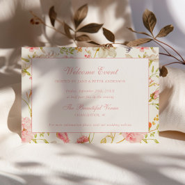 Tarjeta De Recepción Boda con patrón floral vintage