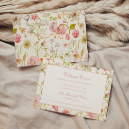 Tarjeta De Recepción Boda con patrón floral vintage