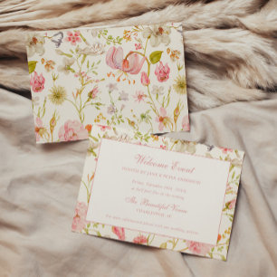 Tarjeta De Recepción Boda con patrón floral vintage